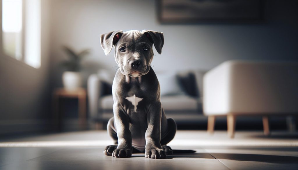 Gray Pitbull Puppy: Silver Pup Cuteness